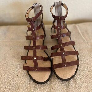 Lucky Brand Woman's Brown Beverlee Leather Gladiator Sandles Sz 8.5